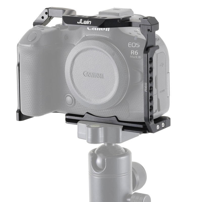 Camera Video Cage for Canon EOS R6 II / R6 III Mirrorless Camera | Built-in Cold Shoe, Arca-Swiss Quick Release Plate, ARRI 3/8"-16 & 1/4"-20 Threaded Holes for Tripod Gimbal Stabilizer