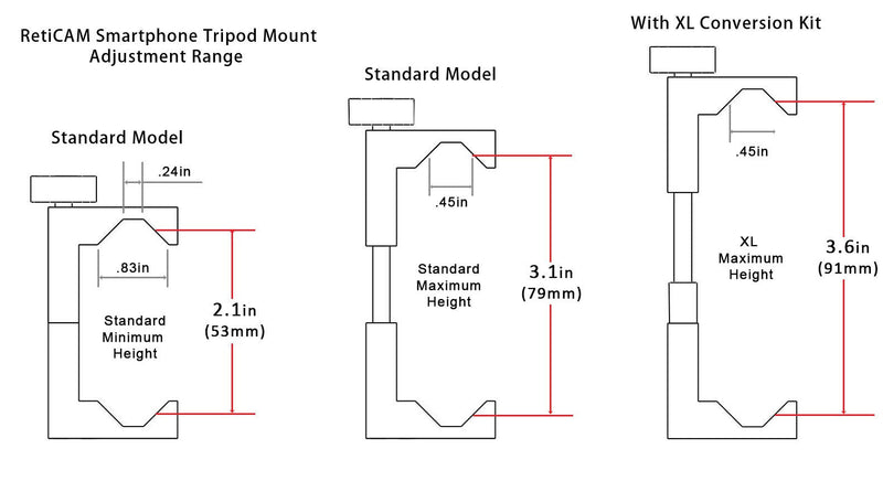 RETICAM® Smartphone Tripod Mount with Hand Grip - All Metal Heavy-Duty Hand Held Stabilizer and Tripod Mount for Smart Phones and Cameras - HG30, Aluminum, Red
