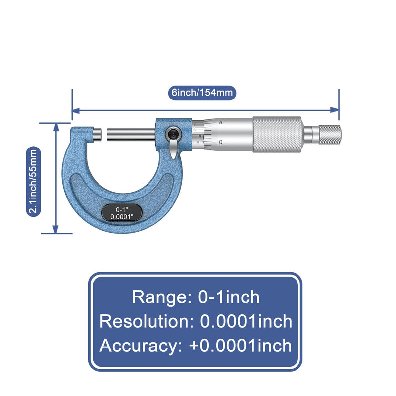 HDLNKAK Dial Caliper 0.001” / Micrometer 0.001” and Stainless Steel Ruler, Precision Caliper with Watch 0-6" Range, 0-1" Alloy Precision Micrometer Mechanical Toolkit Set