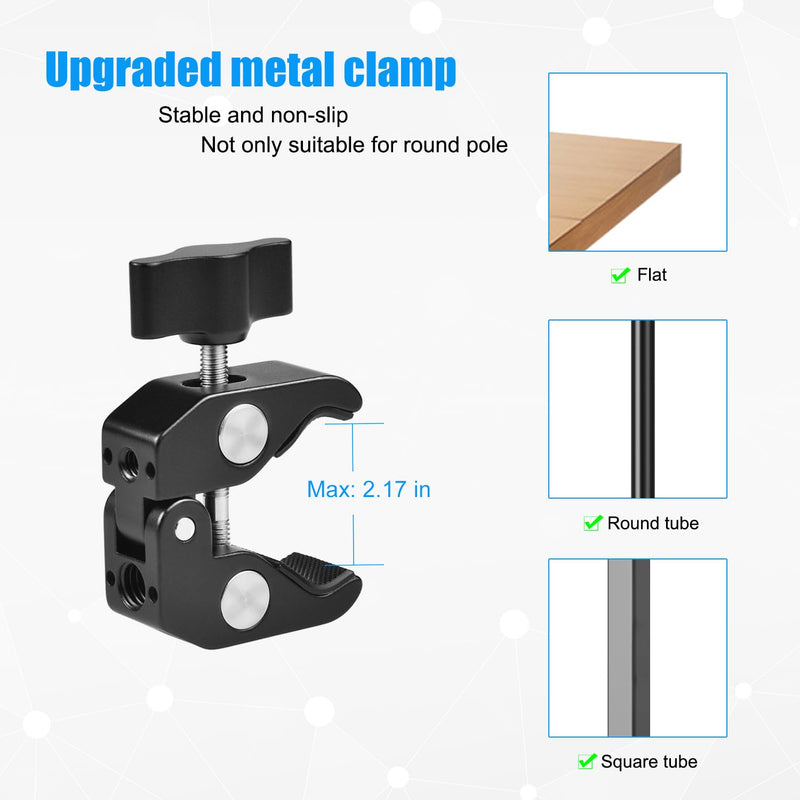 Mic Stand Phone Holder, Aluminum Alloy Clamp Flexible Gooseneck Arm Phone Holder for Microphone Stand Ring Light Tripod Pole Tube Rod Desk Table, for iPhone, Samsung Galaxy, and Any Smartphones