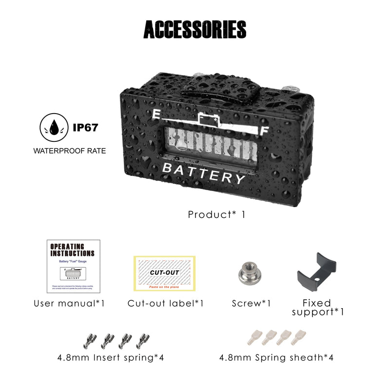 LED Battery Capacity Meter,Charge & Discharge Display,Monitoring The Residual Power of The Equipment,Suitable for Lead-Acid Battery-Driven Rv Forklift Golf Cart Lawn Mower. (12V-24V) 12V-24V