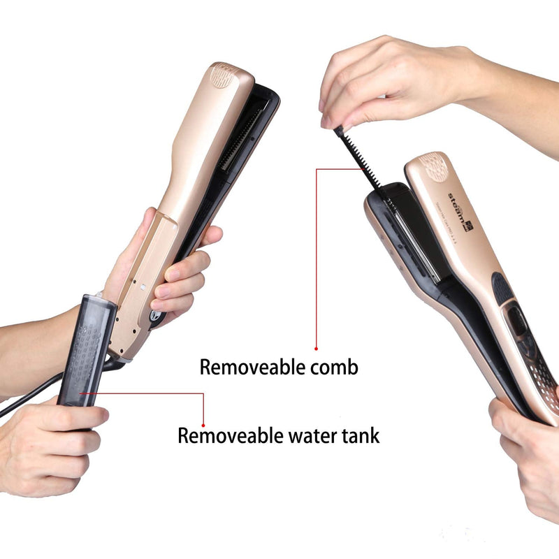 Hair Straighteners Flat Iron,Professional steam Hair Straightener, Anti-Scald Comb, Adjustable Temp and Auto-Off Function
