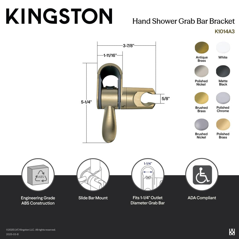 Kingston Brass K1014A1 Trimscape Hand Shower Grab Bar Bracket, Polished Chrome 3.88 x 1.81 x 5.25