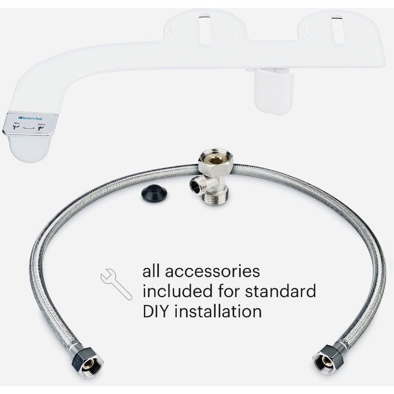 Brondell Bidet Attachment for Toilet SS-250 SimpleSpa Fresh Water Spray with Adjustable Water Pressure Side Arm Control, Slim Bidet Sprayer, Silver Knob (Dual Nozzle) Fixed Dual Nozzle
