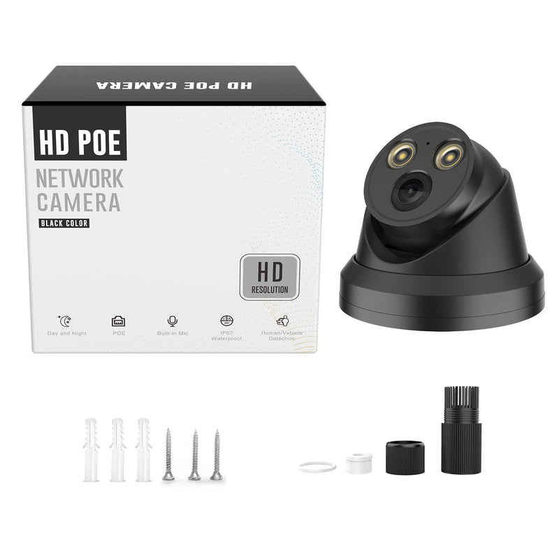 PANOEAGLE 8MP Full Color POE Camera, Outdoor Turret IP Camera w/Mic,4K Security Cameras AI Human/Vehicle Detection, Night Vision 98ft Weatherproof IP67 Wide Angle 2.8mm Lens,NDAA Complaint,Black 8MP Full Color/Black