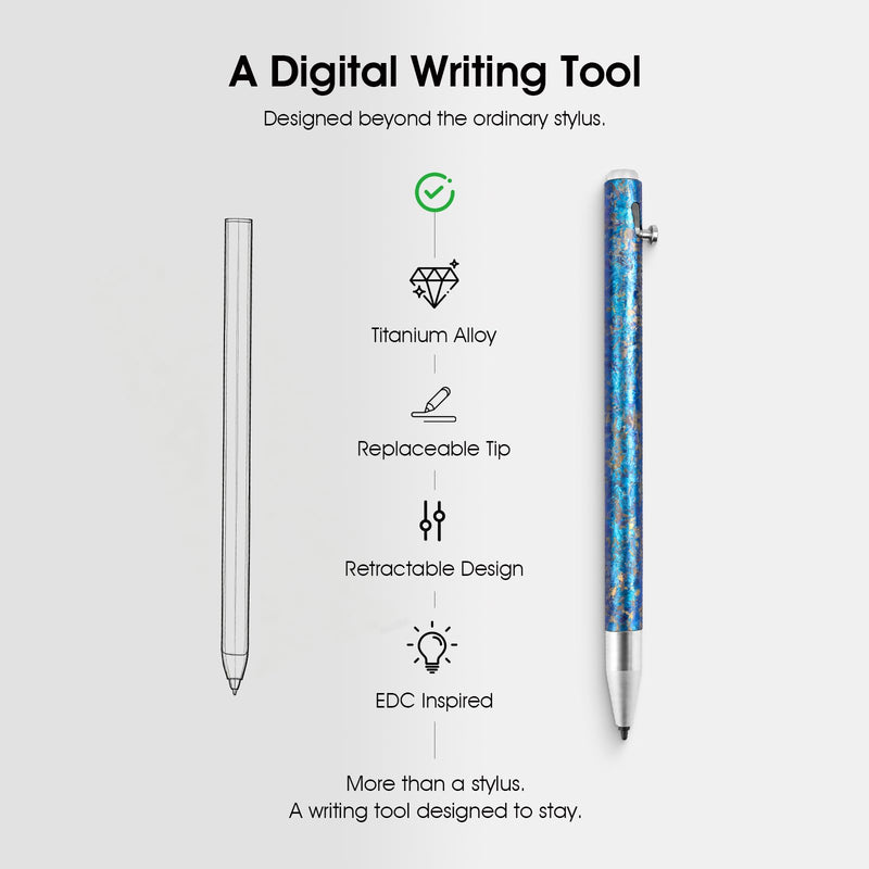 Titanium Magnetic EMR Stylus for E-Ink Devices, Retractable Magnetic Digital Pen with Precision Fine Tip, Lightweight Writing Pen Compatible with Remarkable 2, Kindle Scribe, BOOX, Supernote,Blue Blue