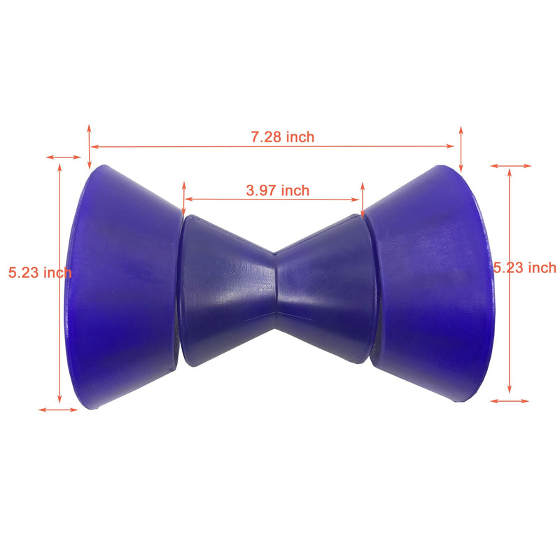 4 Inch Boat Trailer Roller Assembly Bow Stop Bell Roller with 1/2 Inch Shaft fits 4 Inch Bracket Blue