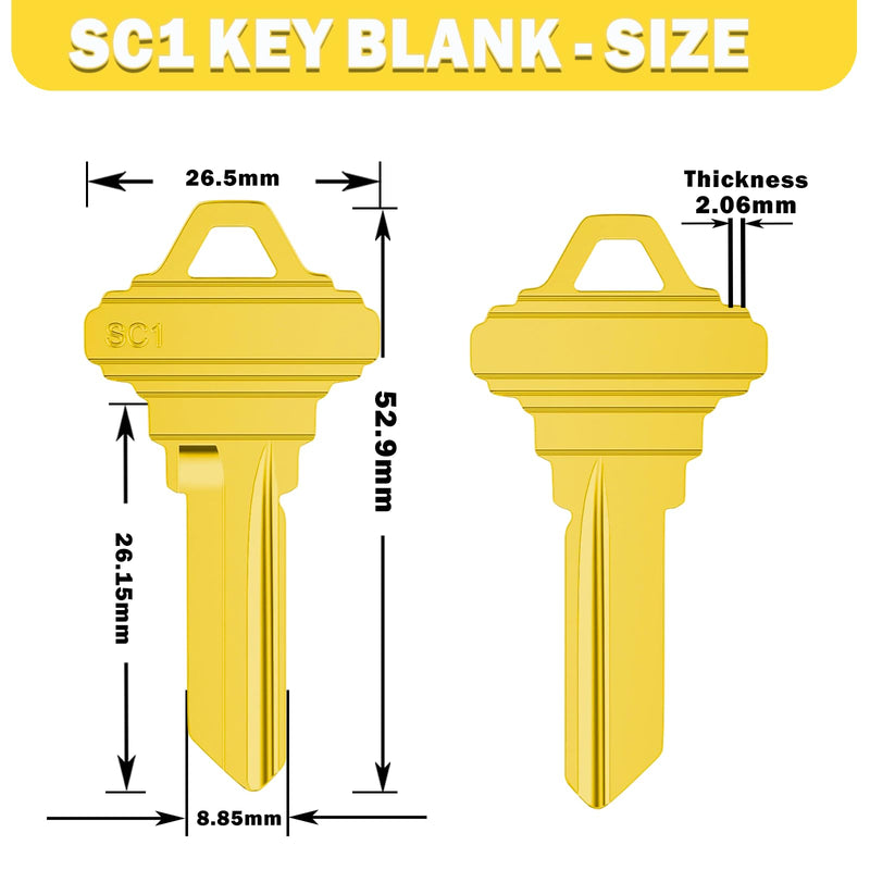 Key Blanks in Premium Quality Brass Assortment: Uncut Key Blanks 20 KW1, 20 SC1, 10 M1 for Home and Professional Use (Pack of 50 Keys) Copper