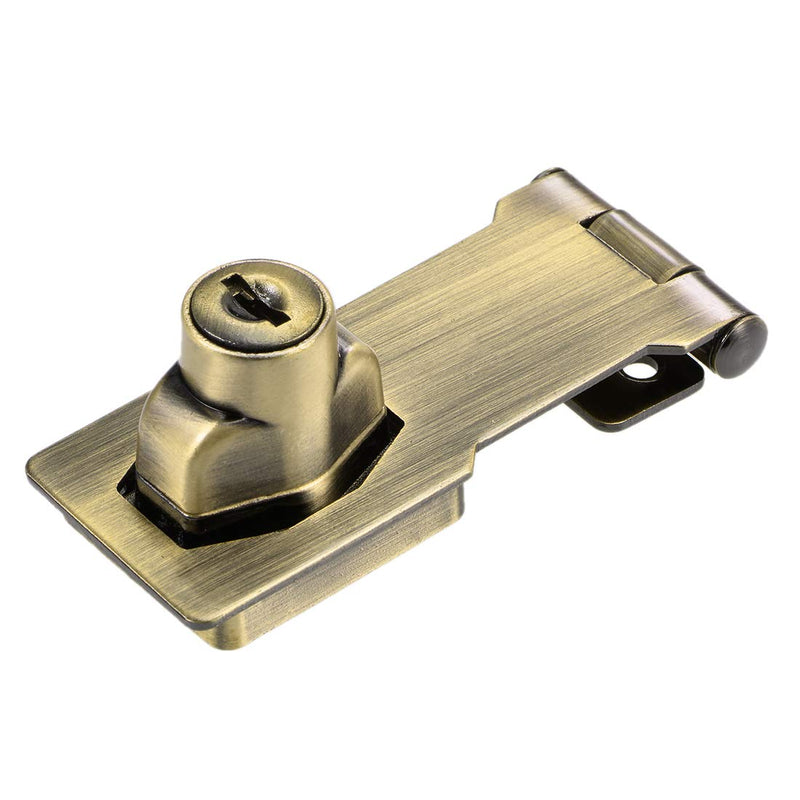 uxcell 3-inch Keyed Hasp Locks Zinc Alloy Twist Knob Keyed Locking Hasp W Screws for Door Cabinet Keyed Alike Bronze Tone 3Pcs 3 Inch