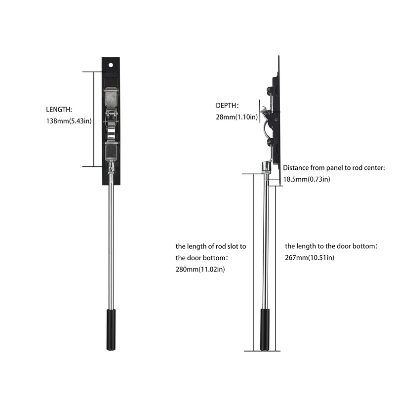 TOGU 2 Pack Solid Lever Extension Flush Bolt Latch Slide Bolt Lock in 6" 8" 10" 12",Concealed Security Door Lock for French Doors,Composite Doors,Wood Doors,Double Doors,Matte Black Finish-12" 12 inch-2pcs