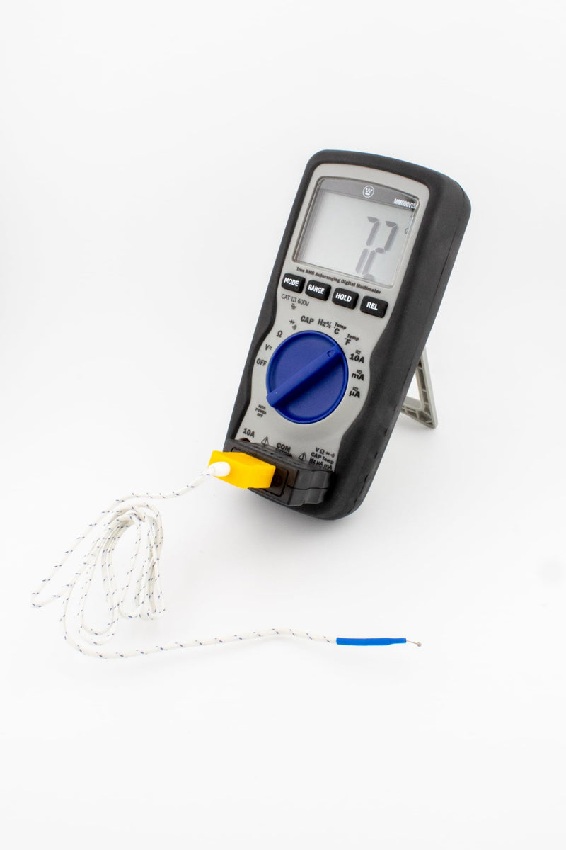 Westinghouse 600V True RMS Auto-Ranging Multimeter with Large Screen and Relative Mode; Measures Voltage Current Resistance Capacitance Frequency Temperature; Incl. Case and 2-Year Warranty. 600V L Screen