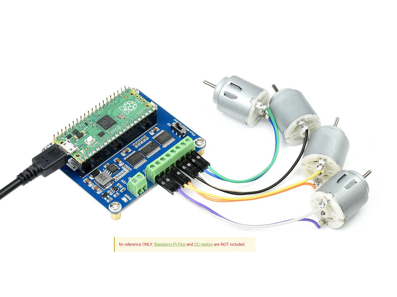 Waveshare DC Motor Driver Module for Raspberry Pi Pico Driving Up to 4X DC Motors Suitable for 2WD or 4WD Driving