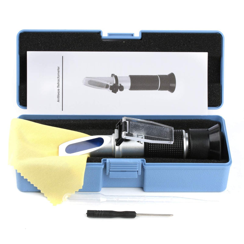 Antifreeze Refractometer, 3-in-1 Antifreeze Coolant Tester for Checking Freezing Point, Concentration of Ethylene Glycol Propylene Glycol Based Automobile Antifreeze Coolant Condition Antifreeze Refractometer Black