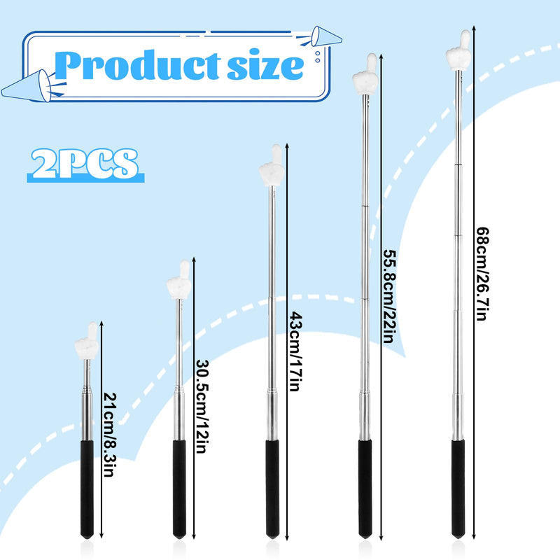 2 Pcs Finger Pointer Stick Teacher Pointer Sticks Finger Extendable Hand Pointers Classroom Pointers Fingers Classroom Hand Pointers Classrooms Supplies(Black)