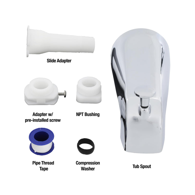 DANCO Diverter in Chrome 89266 Universal Tub Spout with Handheld Shower Fitting, Pack of 1