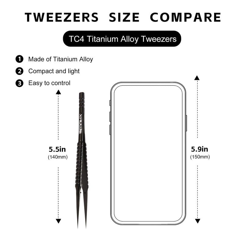 Ultra Fine Precision Titanium Tweezers with Sharp Tips Non-magnetic Anti-corrosive Black Tweezer for Micro Soldering Work Electronics Jewelry Making