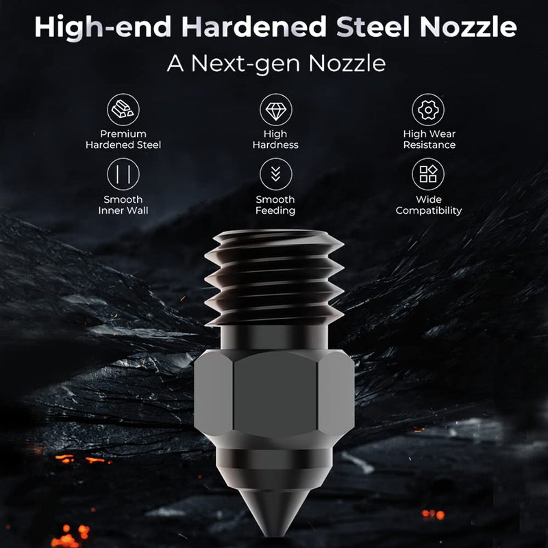 Official Creality High-end Hardened Steel MK8 Nozzles 8PCS, High-Temperature Wear Resistant Compatible with Ender 3/Ender 3 V2/Ender 3 Pro/Ender 3 Max/Ender 5 Series and CR 10 Series Ender 3/5/CR Series