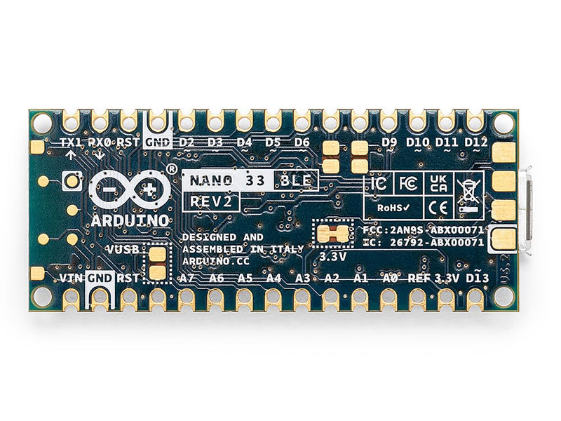 Arduino Nano 33 BLE Rev2 [ABX00071] - nRF52840 - Micropython, Small Form Factor, Bluetooth Low Energy, 3V3