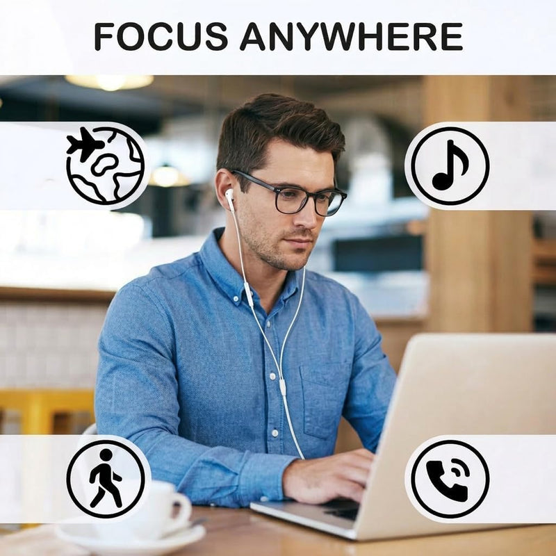 2-Pack Wired Earbuds with Mic and Volume, 3.5mm Stereo in-Ear Headphones, Noise-Isolating for Music, Calls, Gaming & Video Chat, Compatible with Computer and Tablet, Black/White