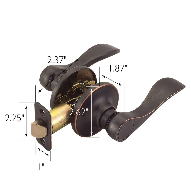 Design House Springdale Passage Hall Closet Interior Door Lever Handle Lockset, Oil-Rubbed Bronze, 6.375 in x 1.94 in x 2.625 in, Item 700526 Oil Rubbed Bronze 1 Pack