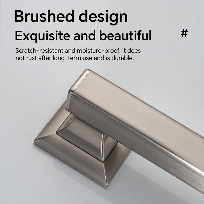 Joyrain Stainless Steel Square Grab Bar - ADA Compliant 500lb Weight Limit, 16/24/32 Inch Bathroom Safety Rail for Seniors & Disabled (Brushed Stainless Teel, 16 inch) Brushed stainless teel