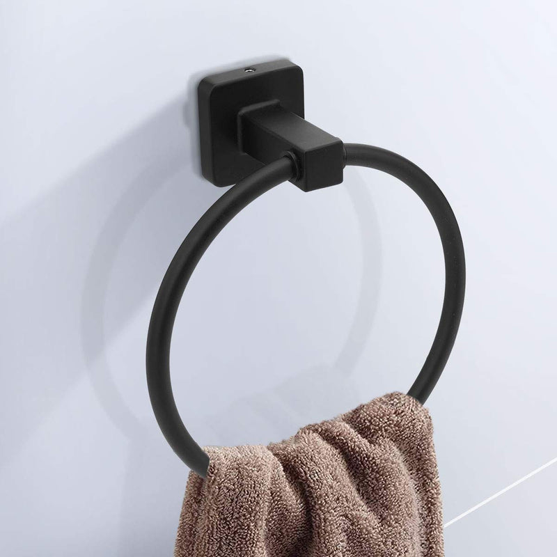 Bathroom Hardware Set 4 Pieces,Stainless Steel Matte Black Towel Bar Set, Includes 24In Towel Bar, Towel Ring, Robe Towel Hooks,Toilet Paper Holder, Bathroom Towel Rack Set 24Inch
