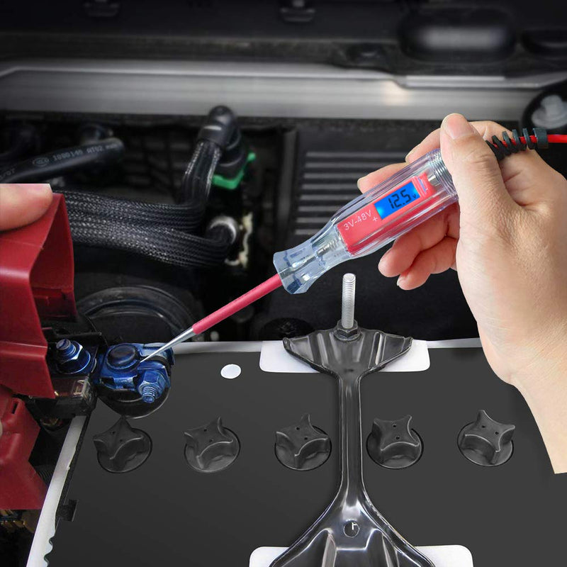  [AUSTRALIA] - Heavy Duty 3-65V Backlit Digital LCD Circuit Tester, Test Light with 140 Inch Extended Spring Wire, Car Truck Low Voltage & Light Tester with Stainless Probe