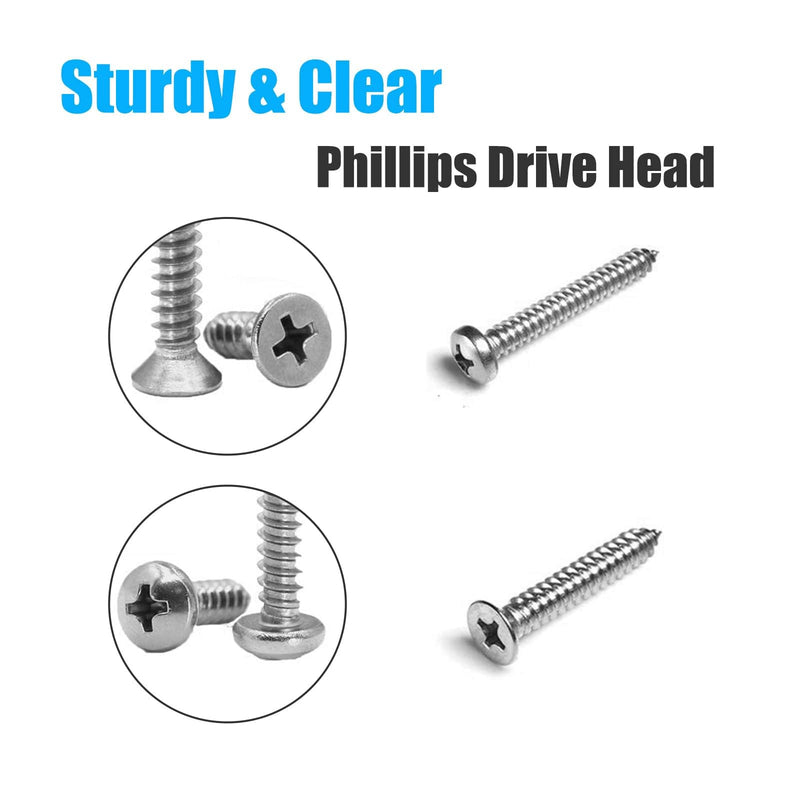 M6 M5 M4 M3 Wood Screws Assortment Kit,815pcs Metric Stainless Steel Assorted Self Tapping Screws Set Truss Flat Pan Head Phillips Drive Drilling for Deck Drywall Concrete Sheet Metal