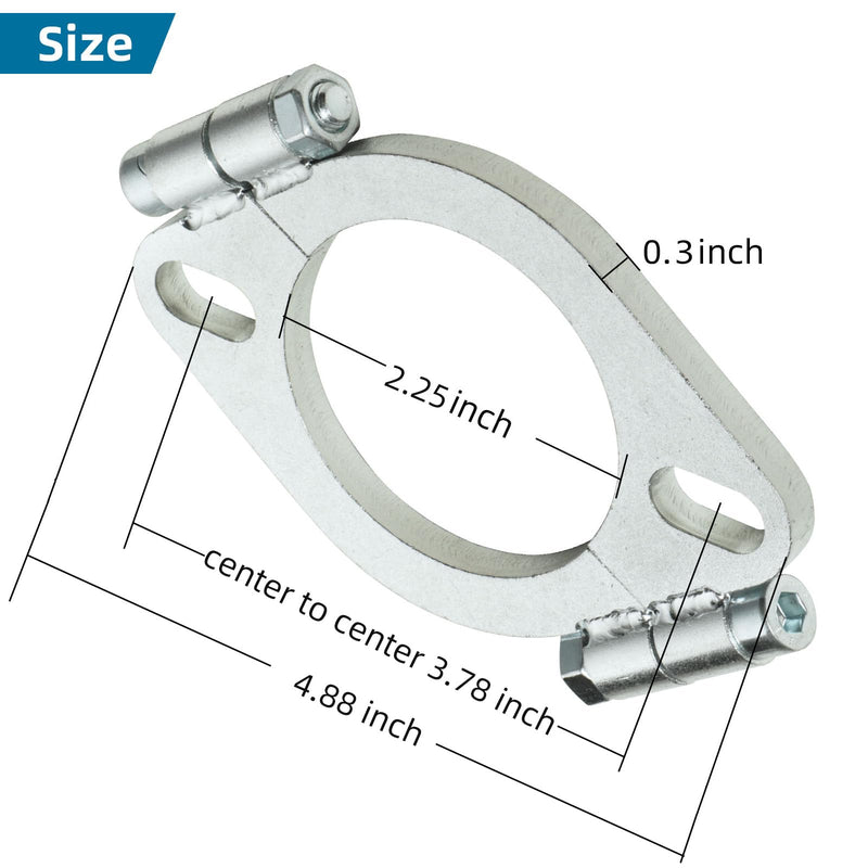 2-1/4 inch Split Flange Repair Kit, 2 Bolt 2.25"/57mm Exhaust Flange Flat Oval Split Flange Repair Replacement Kit, Pack of 2 2.25"