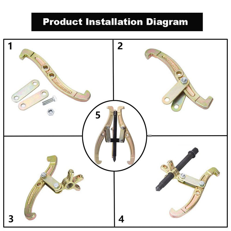 3-Jaw Gear Puller, 2/3-Jaw Puller with Reversible Jaws for Removal of Pulley Flywheel Bearing Puller Tool Separate Lifting Device (4inch) 4inch