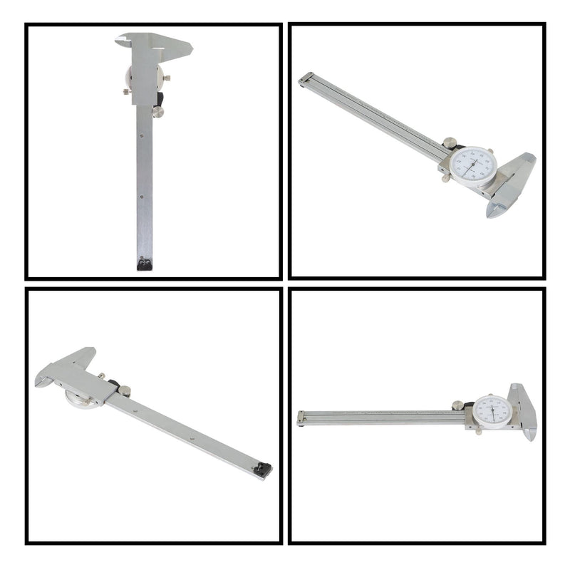 Stainless Steel 6-Inch Dial Caliper - Measuring Range 0-6 Inch for Internal and External Dimensions and Depth - Easy to Use Tool With Suitcase