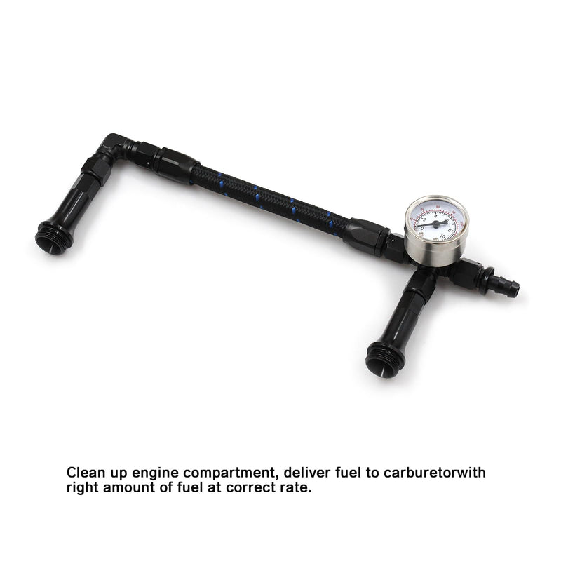 Braided AN6 Dual Feed Carb Fuel Line Double Pump for Holley 4150 Carburetor with vacuum pressure gauge