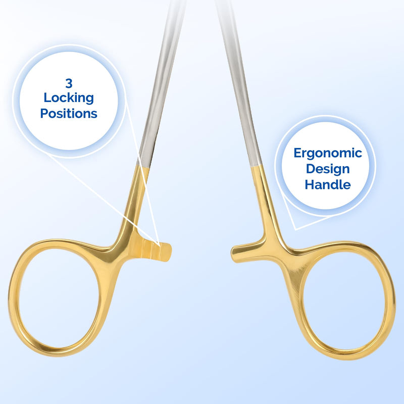 JMU Mayo Hegar Needle Holder 6" Gold Plated 1 Pc/Pack | Surgical Needle Driver with Strong Lock, Serrated Jaws with Tungsten Inserts for Precise Suturing 6 inch