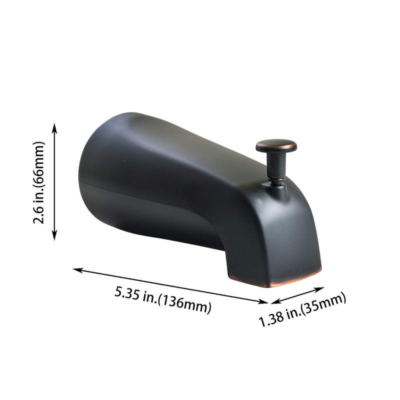 SENTO Oil Bronze Universal Bathroom Tub Spout with Diverter, Durable Heavy Duty Metal Bathtub Faucet with Shower Diverter - 4 Inches 1/2" IPS Inside Thread, Oil-Rubbed Bronze Oil Rubbed Bronze