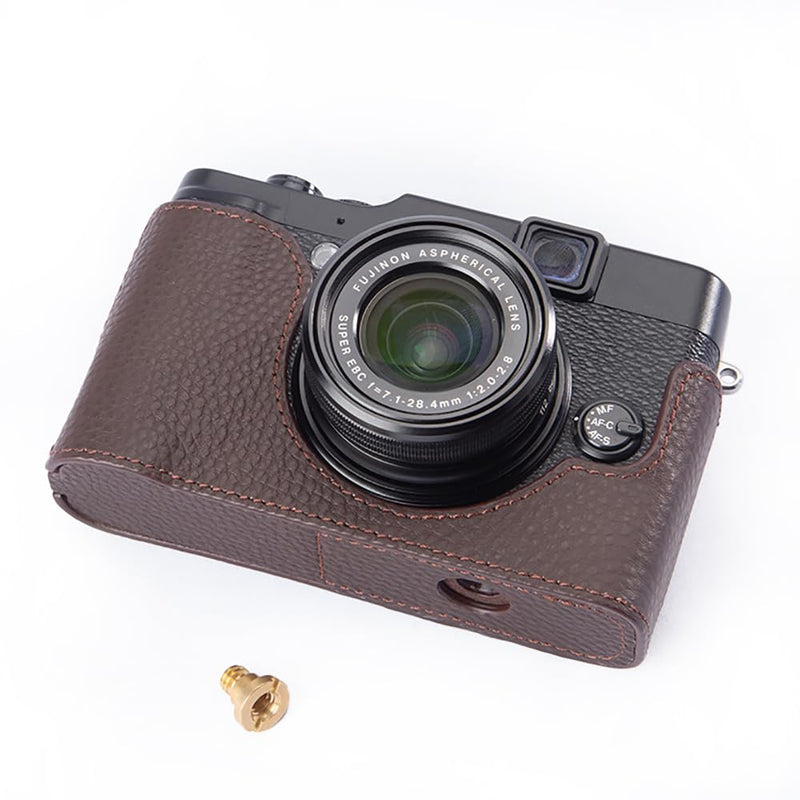 Handcrafted Genuine Leather Camera Case Retro Style Half-Wrap Camera Case For FUJIFILM X10 X20 (Mocha Brown) Mocha Brown