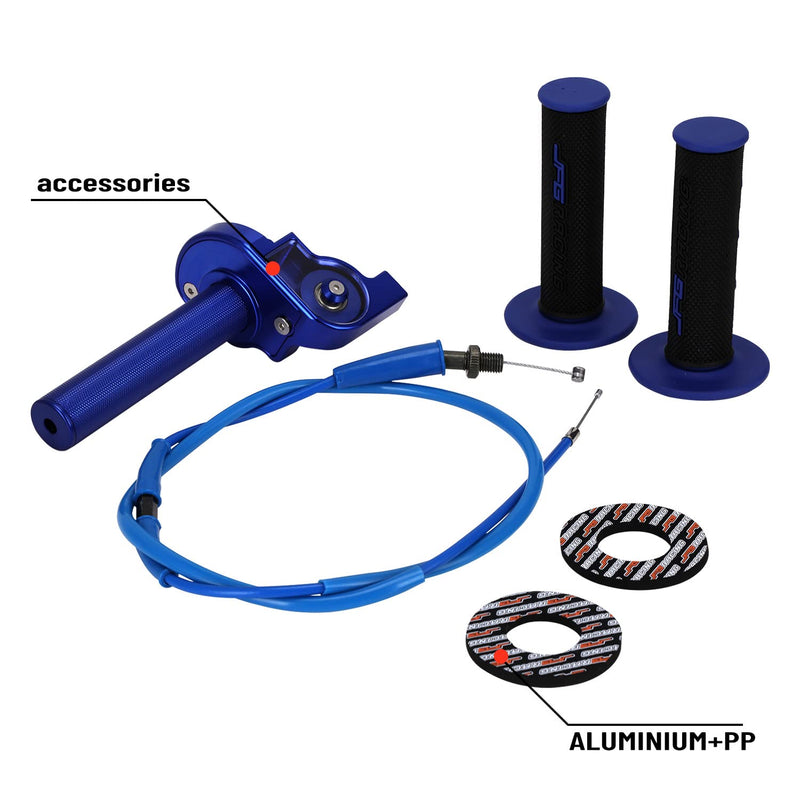 JFG RACING Motorcycle Throttle Assembly,7/8" 22mm Quick Twist Throttle Grips With Throttle Cable Aluminum Alloy Universal For CRF50 KLX SSR TTR 110 125 150 200 250cc Dirt Pit Bike ATV Mini Bike Blue Normal