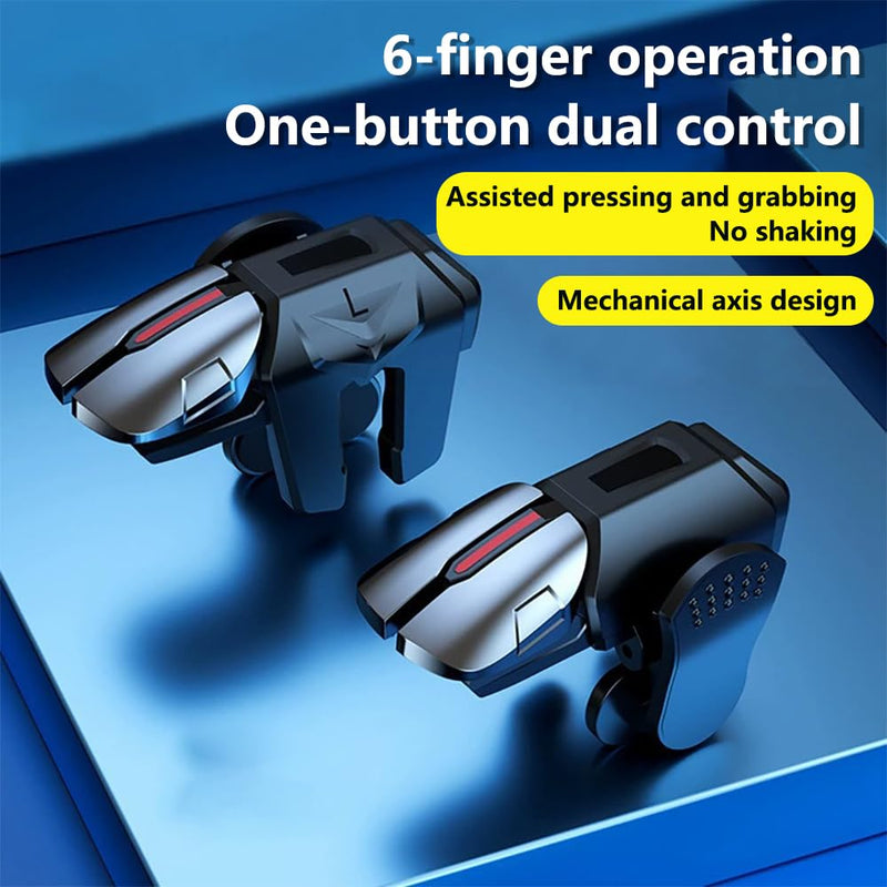 PUBG Trigger 4 Finger Mobile Gaming Controller with 20 Finger Sleeves & Storage Case PUBG Mobile Controller Aim & Fire Shooter Buttons for iPhone & Android PUBG Accessories for COD Mobile (1 Pair G21+ 20Pcs Finger Sleeve+Storage bag)