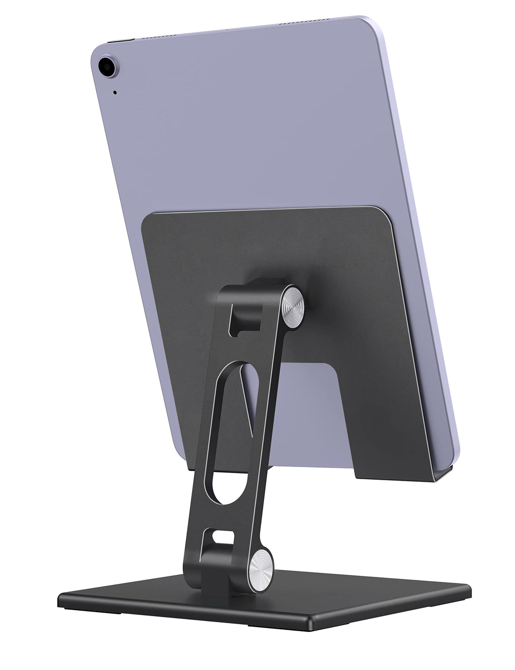 ALASHI Tablet Stand for Desk, Stable Tablet Holder with Heavy and Thickened Metal Base for Large Tablet Device, Multi-Angles Adjustable and Foldable, Universal Supports 4-13.3 Inches Tablet, Black B-Black