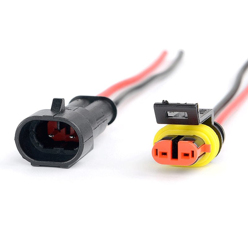 Nilight GA0007 1 2Pin Way 16AWG Waterproof Wire 1.5mm Series Terminal Connector-5 Pack 2Pin Wire Harness 5Sets