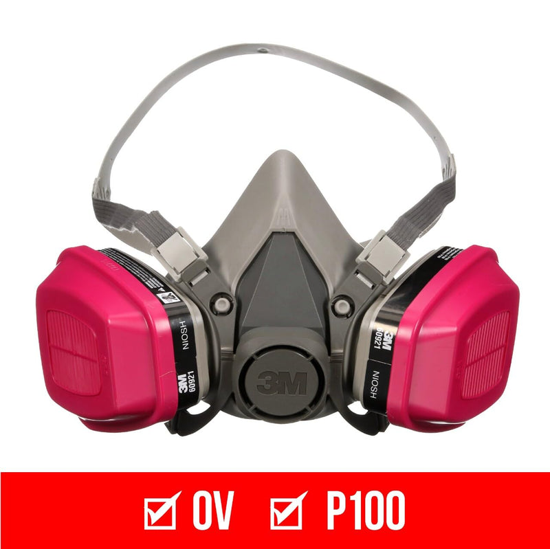 3M P100/OV Odor/Particulate Multi-Purpose Reusable Respirator 65021, NIOSH-APPROVED Organic Vapor Cartridge, Medium 1