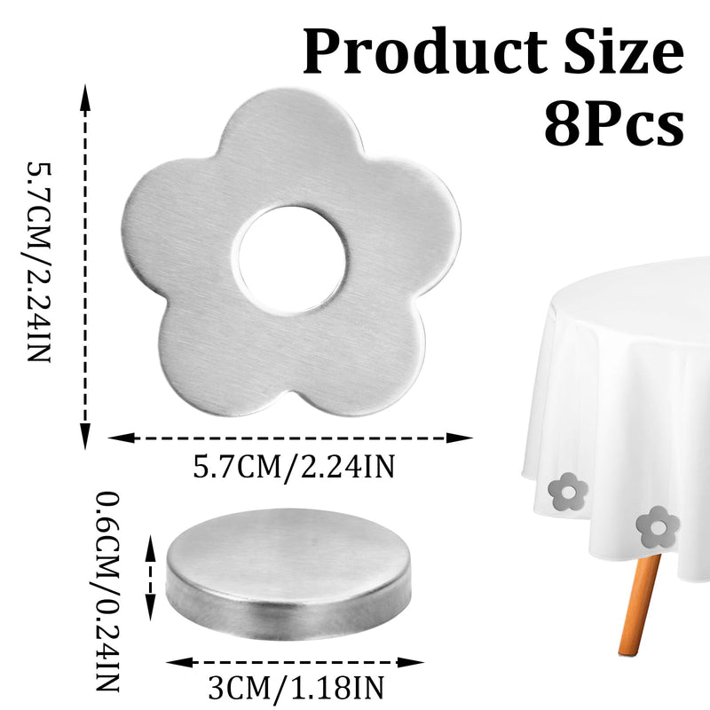 8 Pcs Magnetic Weights for Tablecloths, Stainless Steel Pendants Flower Shaped Windproof Magnetic Weights for Outdoor Curtains, Outdoor Tablecloths