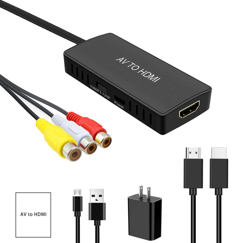 RCA to HDMI Converter AV/CVBS to HDMI Video Audio Converter for N64, PS2, PC, Laptop, Xbox, VHS, VCR, Camera DV ect. RCA to HDMI Converter