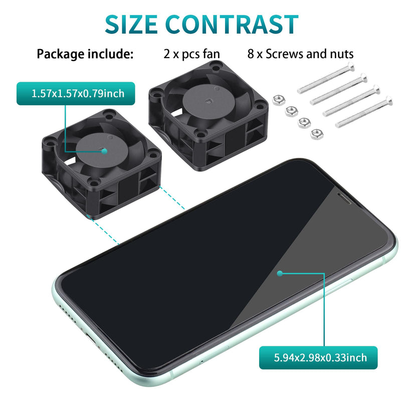 Wathai 40mm x 20mm 3pin Computer Case Fan 12V High Speed Replacement for DIY CPU Cooler, Routers, Switches, NAS,DVRs Cooling 2 Pack 12V Sleeve 3pin