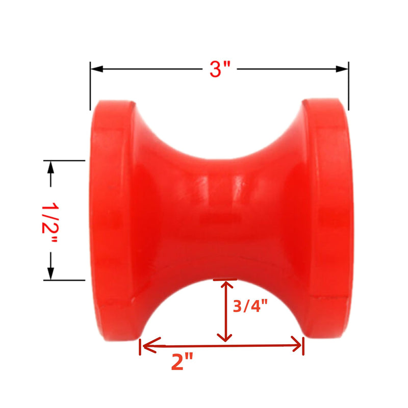 Boat Trailer Bow Stop Roller 3 Inch Polyurethane Replacement Boat Jetski Trailer Part Non Marking Red