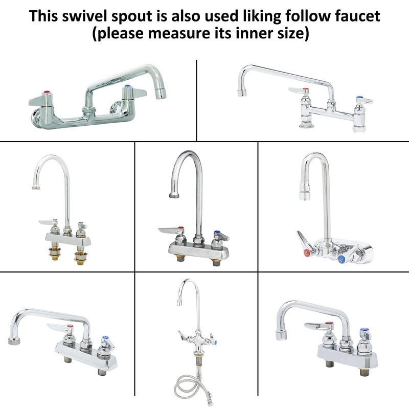 14"Brass Swivel Swing Nozzle Spout Replacement Kit for Most T and S Commercial Kitchen Sink Faucet, 14" Spout Reach with MAX 2.2 GPM Aerator
