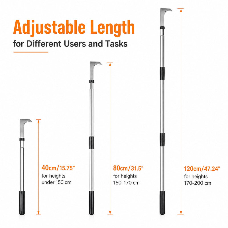 HORM 47.24'' Crack Weeder, Stainless Steel Manual Crevice Weeding Tool, Long Handle Weed Grabber Remover, L-Shaped Manual Weeder Puller, Durable Crevice Weeding Tool for Sidewalk Garden Lawn 47.24''