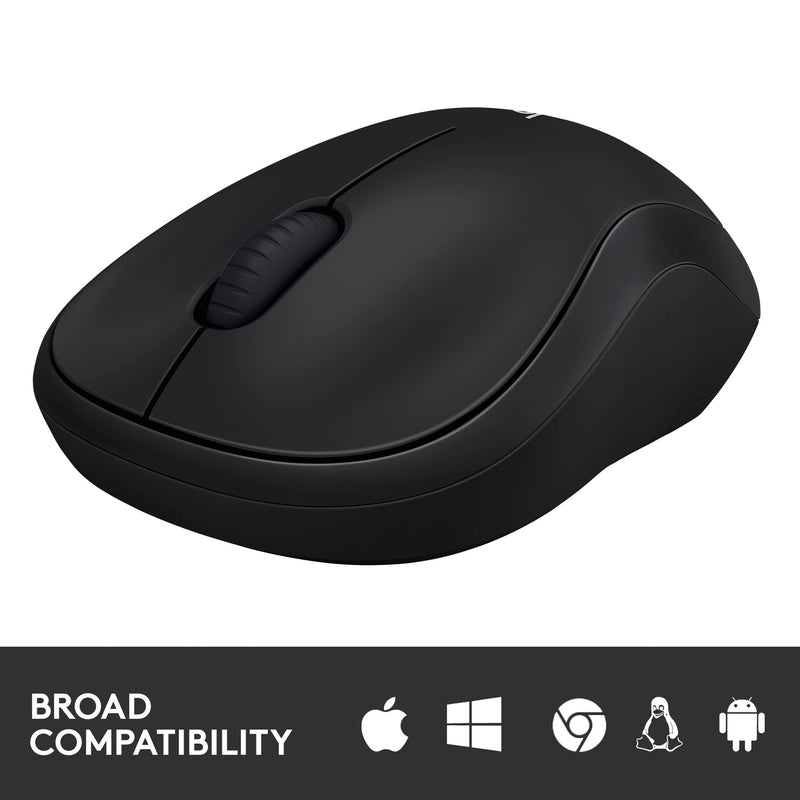 Logitech M185 Wireless Mouse, 2.4GHz with USB Mini Receiver, 12-Month Battery Life, 1000 DPI Optical Tracking, Ambidextrous, Compatible with PC, Mac, Laptop - Black USB Receiver