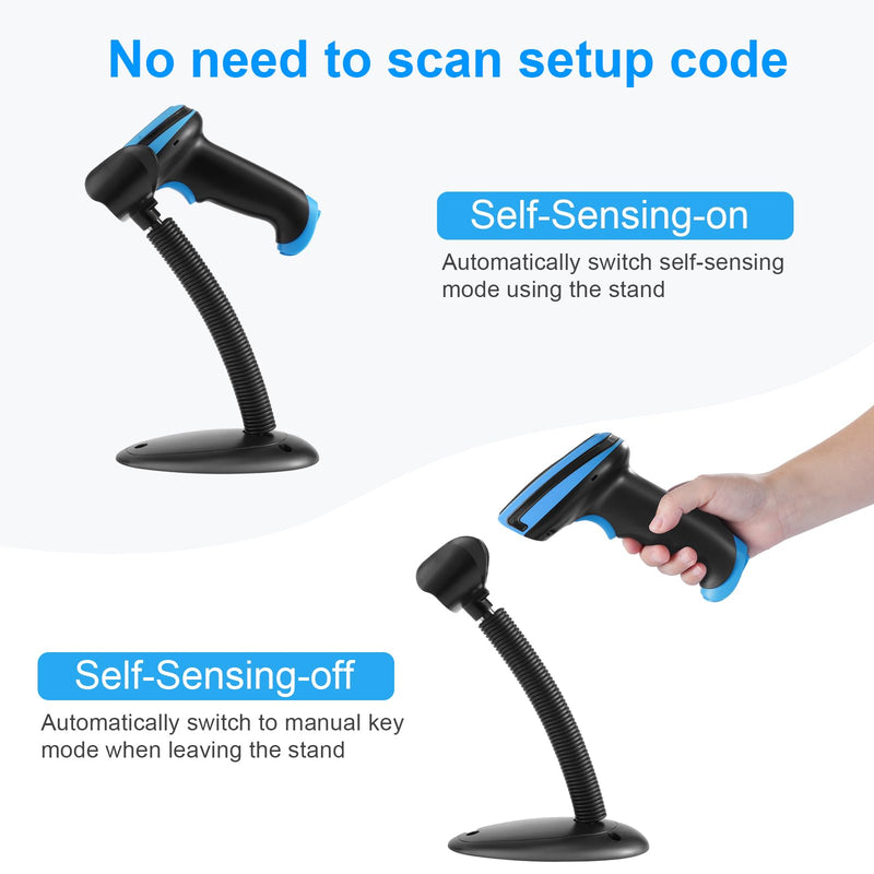 1D Barcode Scanner, Onewscan Wireless Laser Bar Code Scanners with Stand 2.4G Wireless & USB Wired Connection Plug and Play Handheld Bar Code Reader 652wl