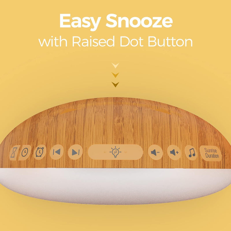 REACHER Wood Grain Sunrise Alarm Clock and Sound Machine Nightlight, Digital Dimmable Clock for Bedroom, 26 Sleep Sounds, White Noise Machine for Baby, Adults, Wake Up Light Alarm Clock for Kids