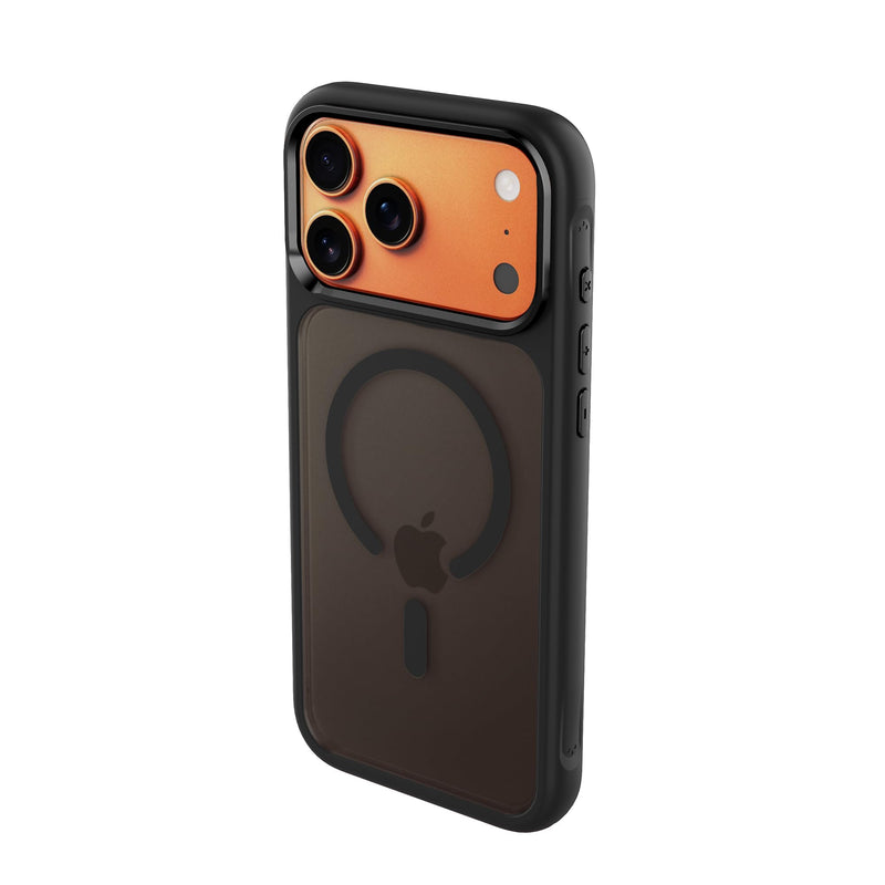 Magnetic Phone Case for iPhone 17, PC+TPU Hybrid, MagSafe Compatible, Sandblasting Back with Orange Frame, Anti-Fingerprint (Black, iPhone 17 Pro) Black